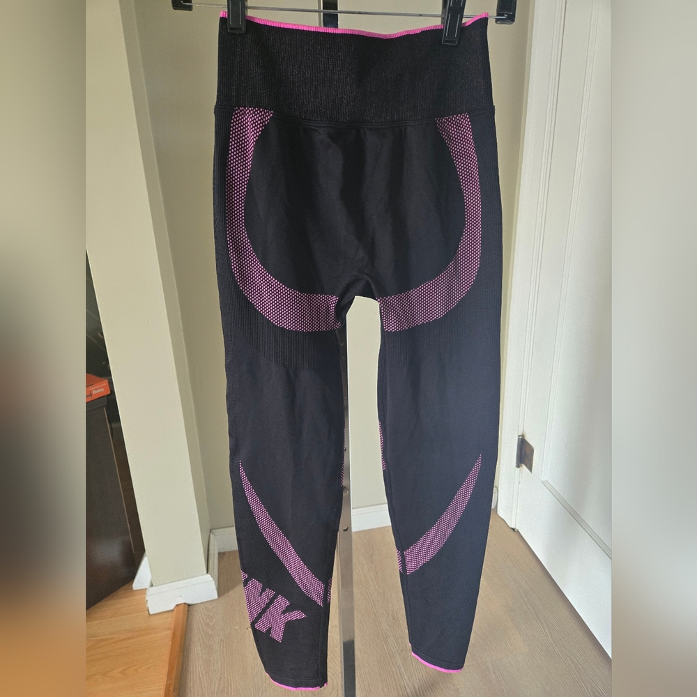 Pink Active Leggings Sz Med Black/Pink - Picture 2 of 6